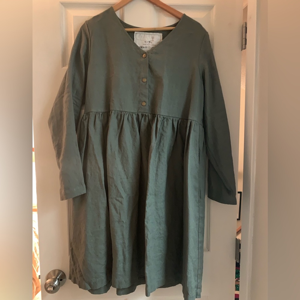 NWT notPERFECTLINEN - MAMA Dress - Forest Green - Size Large